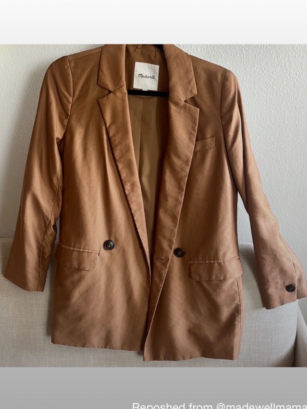 Madewell | The Relaxed Blazer in Softdrape Camel Oversized Jacket